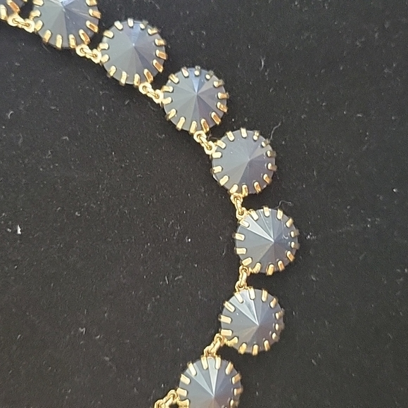 J Crew Venus Flytrap goldtone necklace with midnight blue acrylic stones - Picture 5 of 5